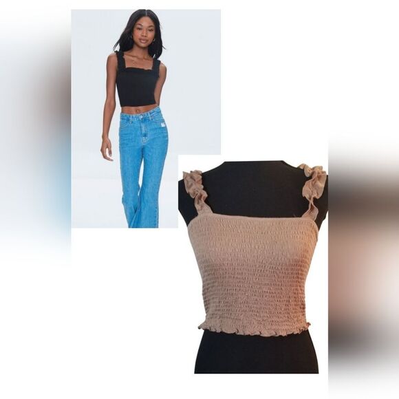 Forever 21 Tops - Smocked Ruffled Cropped Tank Top. Bx235
